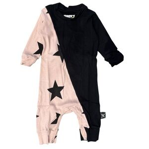 nununu  1/2 & 1/2 Pink Star One Piece Playsuit 0-6 Months NWT